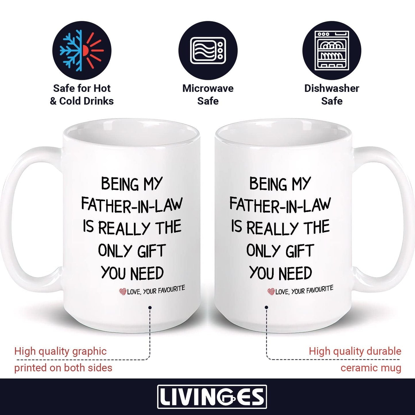 Father In Law | Ceramic Coffee Mug | Father's Day Gift | Stylish Printed Design | Tea & Coffee Cup | 11oz