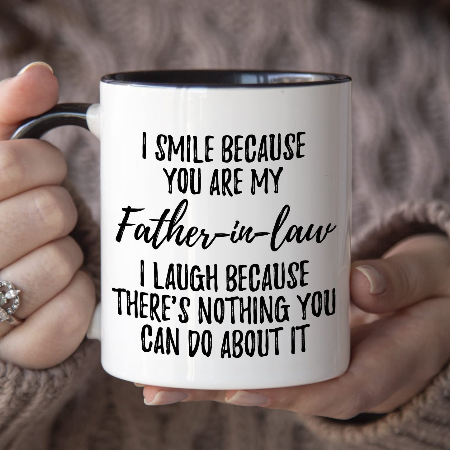 Father in Law | Ceramic Coffee Mug | Father's Day Gift | Stylish Printed Design | Tea & Coffee Cup | 11oz | Black Two-Tone Design
