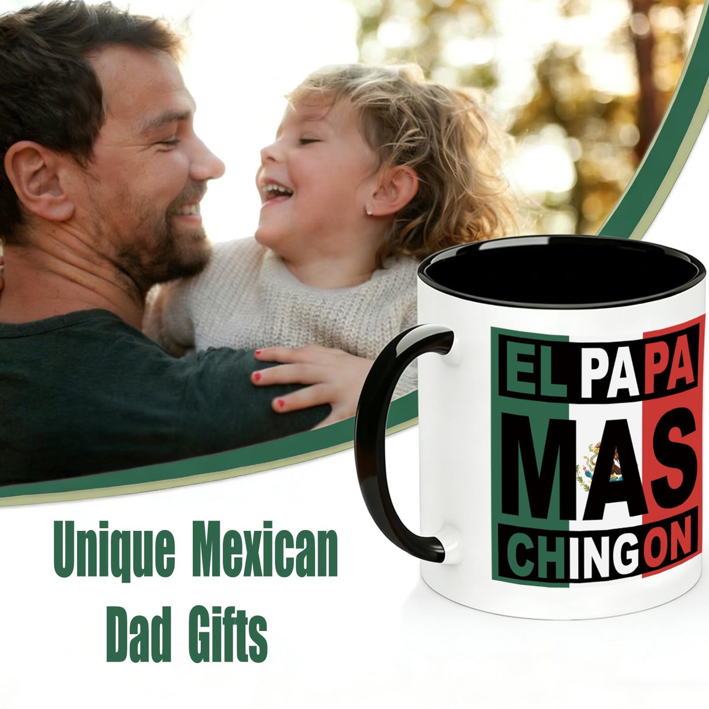Mexican Dad | Ceramic Coffee Mug | Father's Day Gift | Stylish Printed Design | Tea & Coffee Cup | 11oz | Black Two-Tone Design