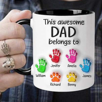 Personalized Dad With Kids Names | Ceramic Coffee Mug | Father's Day Gift | Stylish Printed Design | Tea & Coffee Cup | 11oz | Black Two-Tone Design