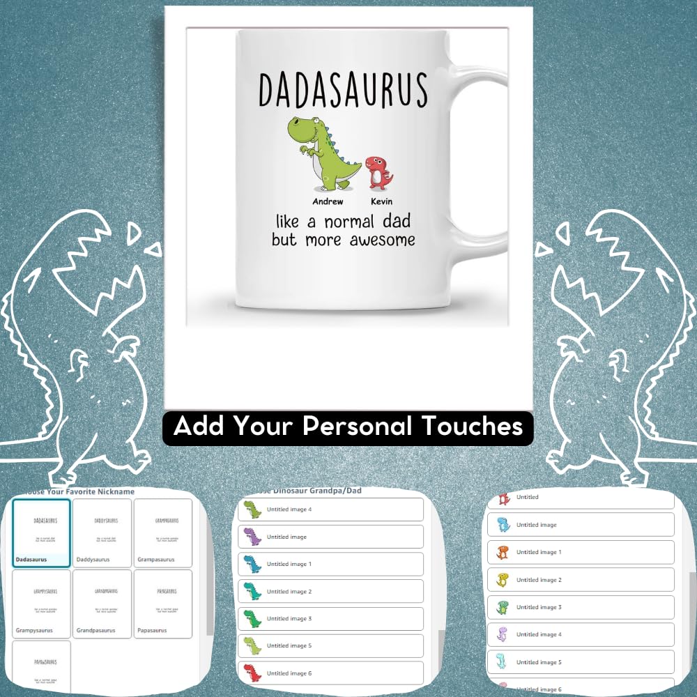 Personalized DADASAURUS | Ceramic Coffee Mug | Father's Day Gift | Stylish Printed Design | Tea & Coffee Cup | 11oz
