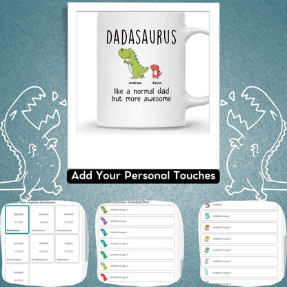 Personalized DADASAURUS | Ceramic Coffee Mug | Father's Day Gift | Stylish Printed Design | Tea & Coffee Cup | 11oz