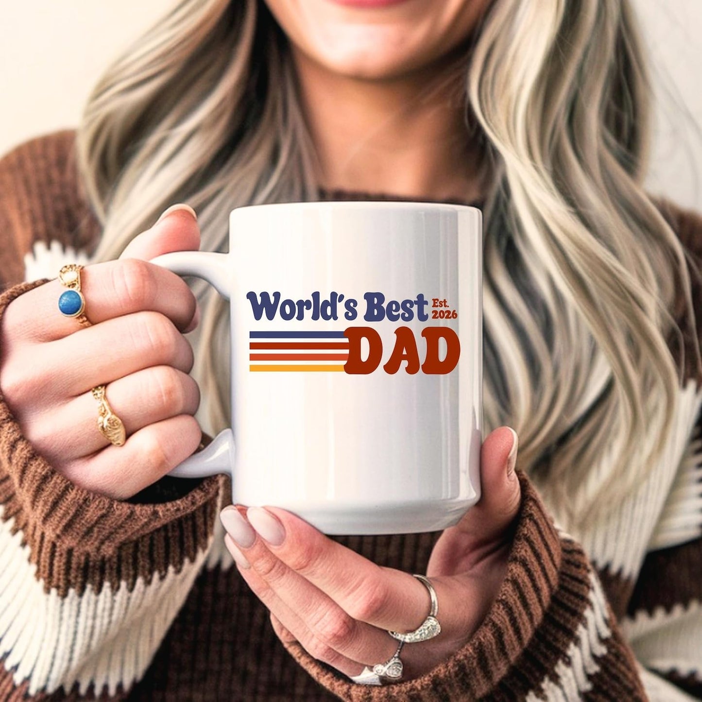 Worldâ€™s Best Dad EST 2026 Fatherâ€™s Day Vintage Daddy Coffee New Dad First Father's Day Unique White Funny | Ceramic Coffee Mug | Father's Day Gift | Stylish Printed Design | Tea & Coffee Cup | 11oz