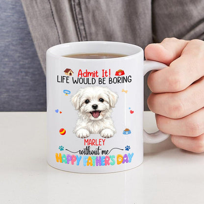 Customized Maltese with Name | Ceramic Coffee Mug | Father's Day Gift | Stylish Printed Design | Tea & Coffee Cup | 11oz | Black Two-Tone Design