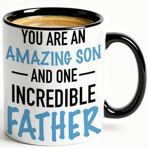 for Son | Ceramic Coffee Mug | Father's Day Gift | Stylish Printed Design | Tea & Coffee Cup | 11oz | Black Two-Tone Design