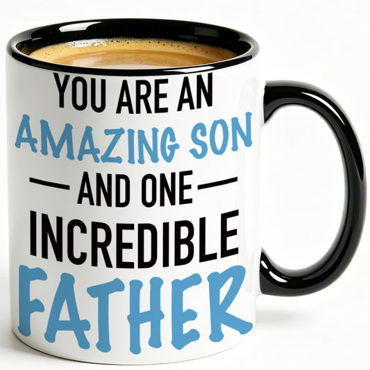 for Son | Ceramic Coffee Mug | Father's Day Gift | Stylish Printed Design | Tea & Coffee Cup | 11oz | Black Two-Tone Design