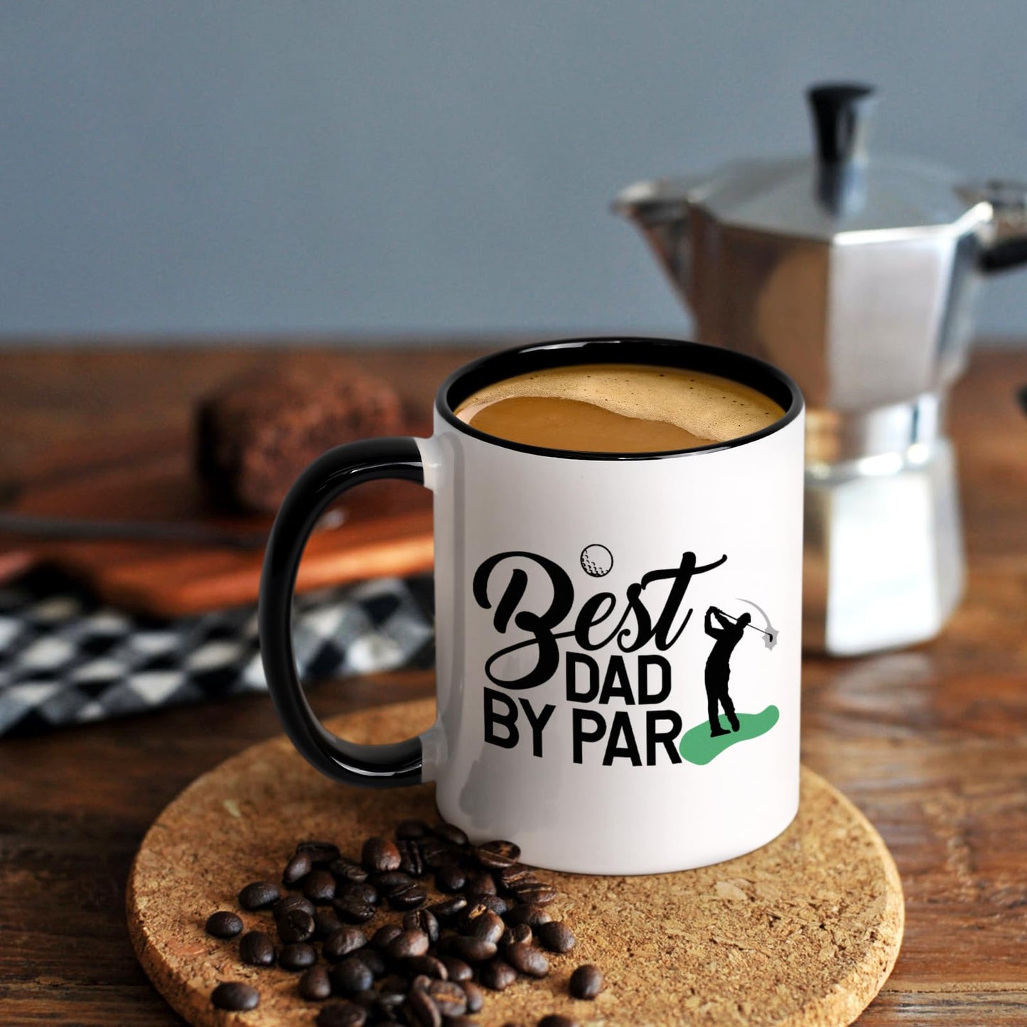Golf for Dad Best Dad fathers day coffee mug | Ceramic Coffee Mug | Father's Day Gift | Stylish Printed Design | Tea & Coffee Cup | 11oz | Black Two-Tone Design