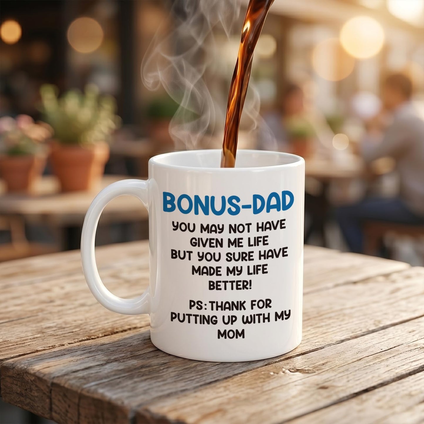 Bonus Dad | Ceramic Coffee Mug | Father's Day Gift | Stylish Printed Design | Tea & Coffee Cup | 11oz