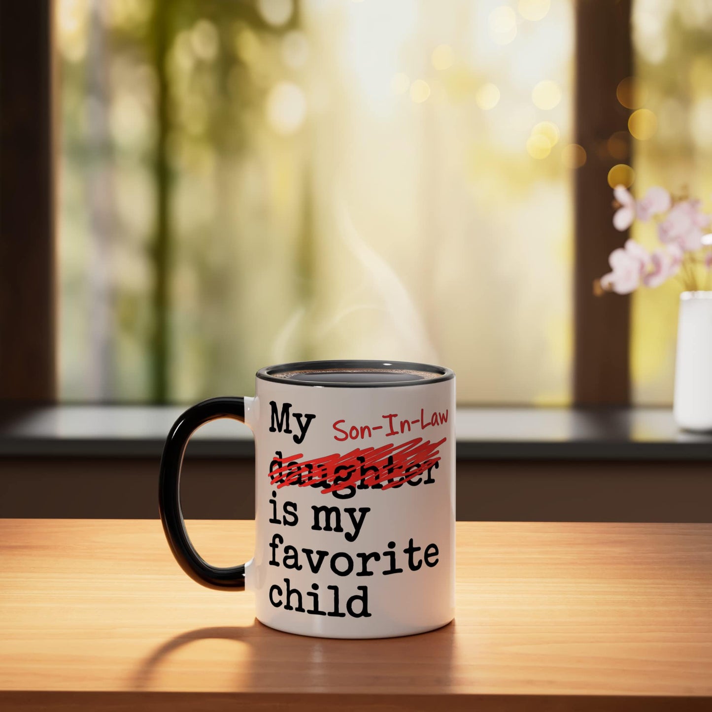 My Son-In-Law is my favourite child Coffee Mug | Ceramic Coffee Mug | Father's Day Gift | Stylish Printed Design | Tea & Coffee Cup | 11oz | Black Two-Tone Design