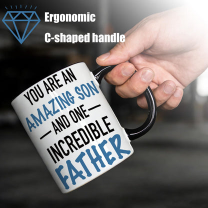 for Son | Ceramic Coffee Mug | Father's Day Gift | Stylish Printed Design | Tea & Coffee Cup | 11oz | Black Two-Tone Design