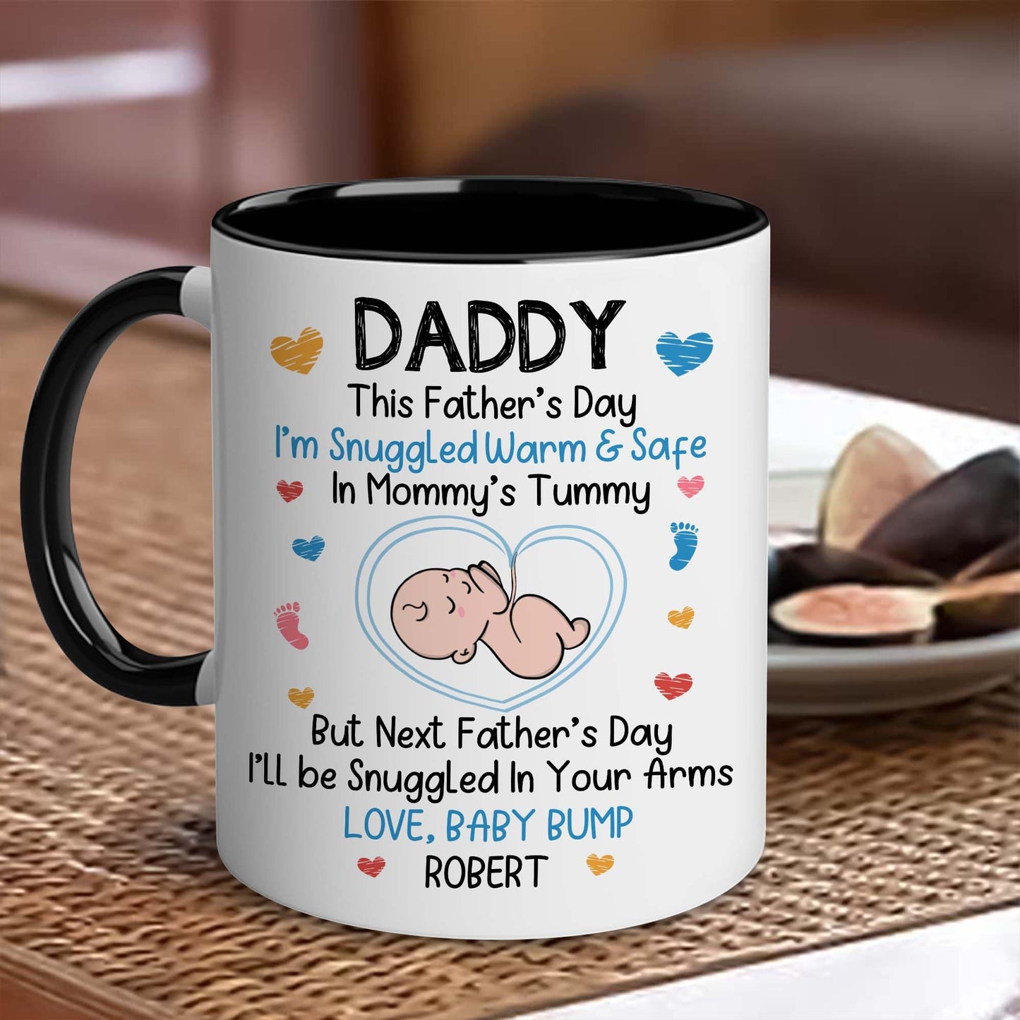 Personalized Daddy Coffee Mug | Ceramic Coffee Mug | Father's Day Gift | Stylish Printed Design | Tea & Coffee Cup | 11oz | Black Two-Tone Design