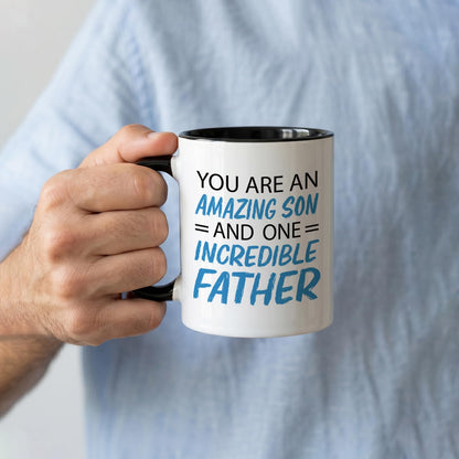 Fathers day mug | Ceramic Coffee Mug | Father's Day Gift | Stylish Printed Design | Tea & Coffee Cup | 11oz | Black Two-Tone Design