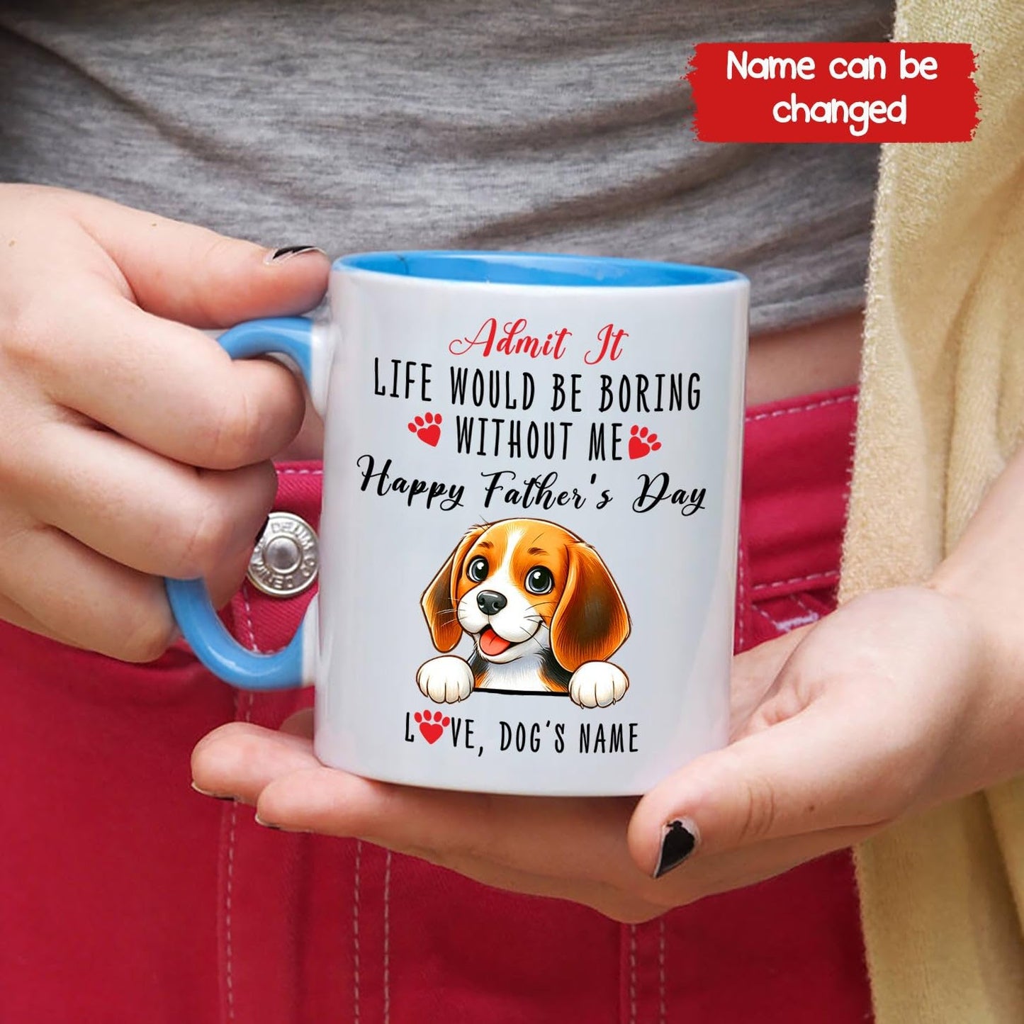 Personalized Name For Beagle Dog Lover | Ceramic Coffee Mug | Father's Day Gift | Stylish Printed Design | Tea & Coffee Cup | 11oz | Black Two-Tone Design