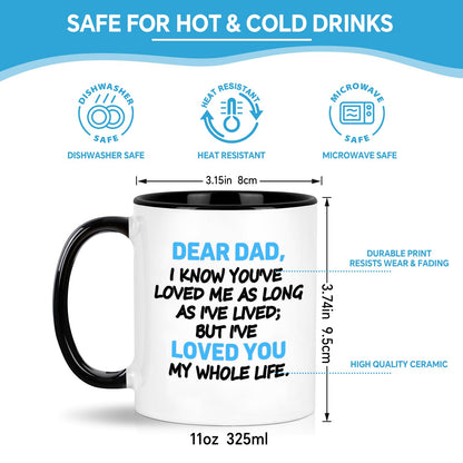Dad from Daughter Son Kids | Ceramic Coffee Mug | Father's Day Gift | Stylish Printed Design | Tea & Coffee Cup | 11oz | Black Two-Tone Design
