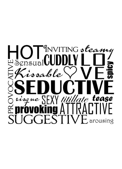 Hot Inviting Steamy Cuddly Love Romantic Positive Words Poster Print Wall