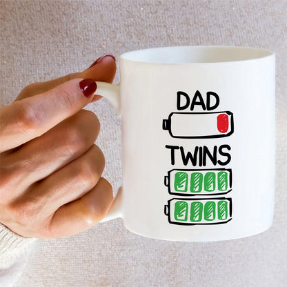 Funny for Dad of Twins | Ceramic Coffee Mug | Father's Day Gift | Stylish Printed Design | Tea & Coffee Cup | 11oz