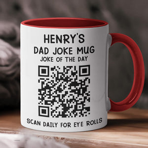 Personalized Dad Joke QR Code | Ceramic Coffee Mug | Father's Day Gift | Stylish Printed Design | Tea & Coffee Cup | 11oz | Red Two-Tone Design