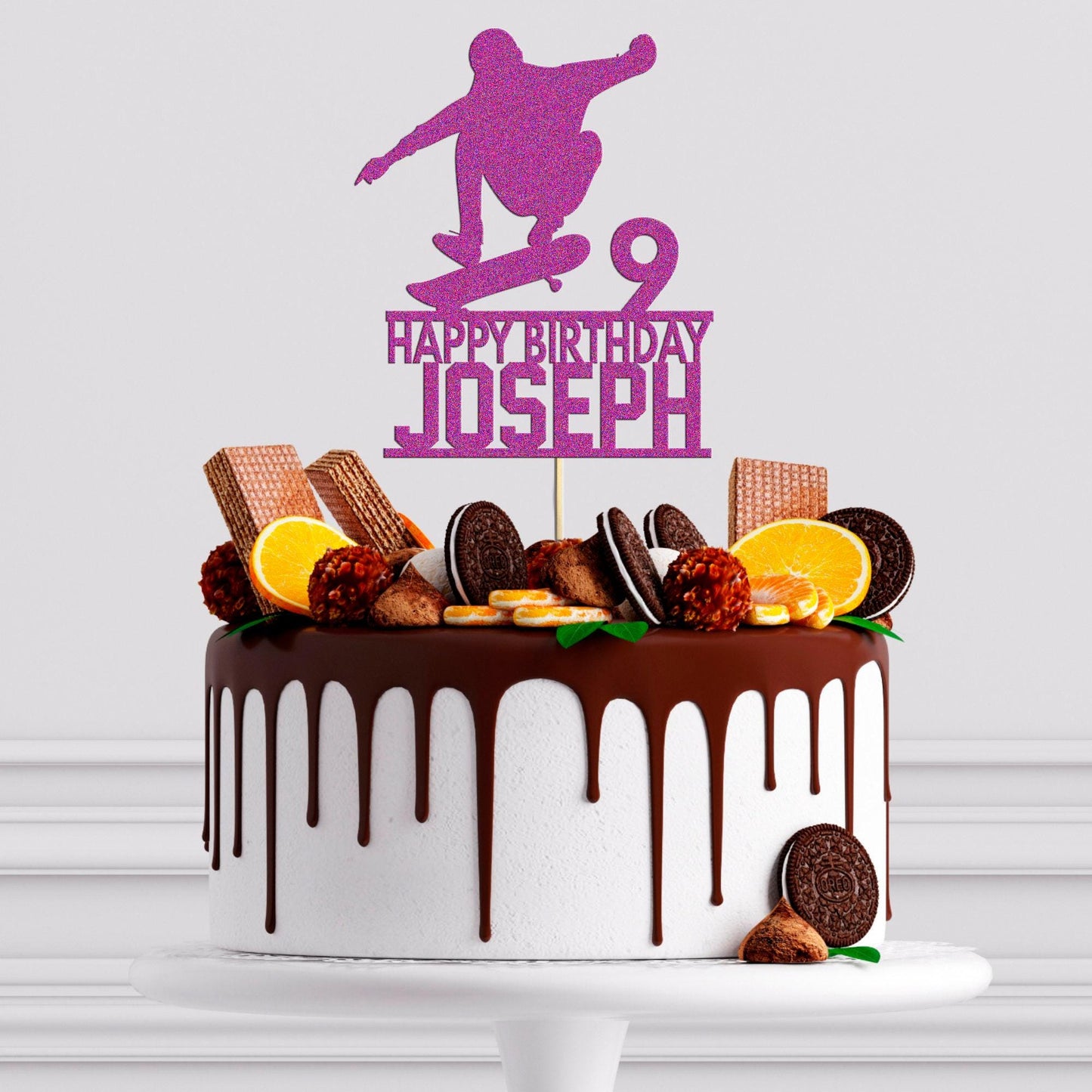Skateboard Cake Topper Custom Skater Birthday Cake Decoration Any Name Age