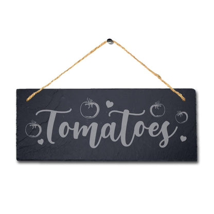 Tomatoes Engraved Hanging Slate Vegetable Patch Garden Allotment Plaque Sign