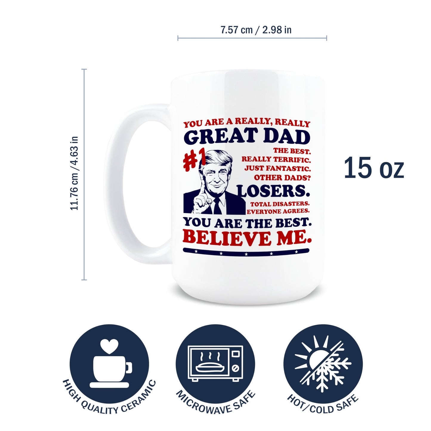 #1 Dad | Ceramic Coffee Mug | Father's Day Gift | Stylish Printed Design | Tea & Coffee Cup | 11oz
