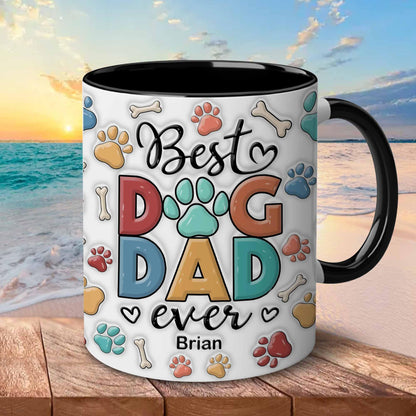 Mugs For Dog Dad | Ceramic Coffee Mug | Father's Day Gift | Stylish Printed Design | Tea & Coffee Cup | 11oz | Black Two-Tone Design