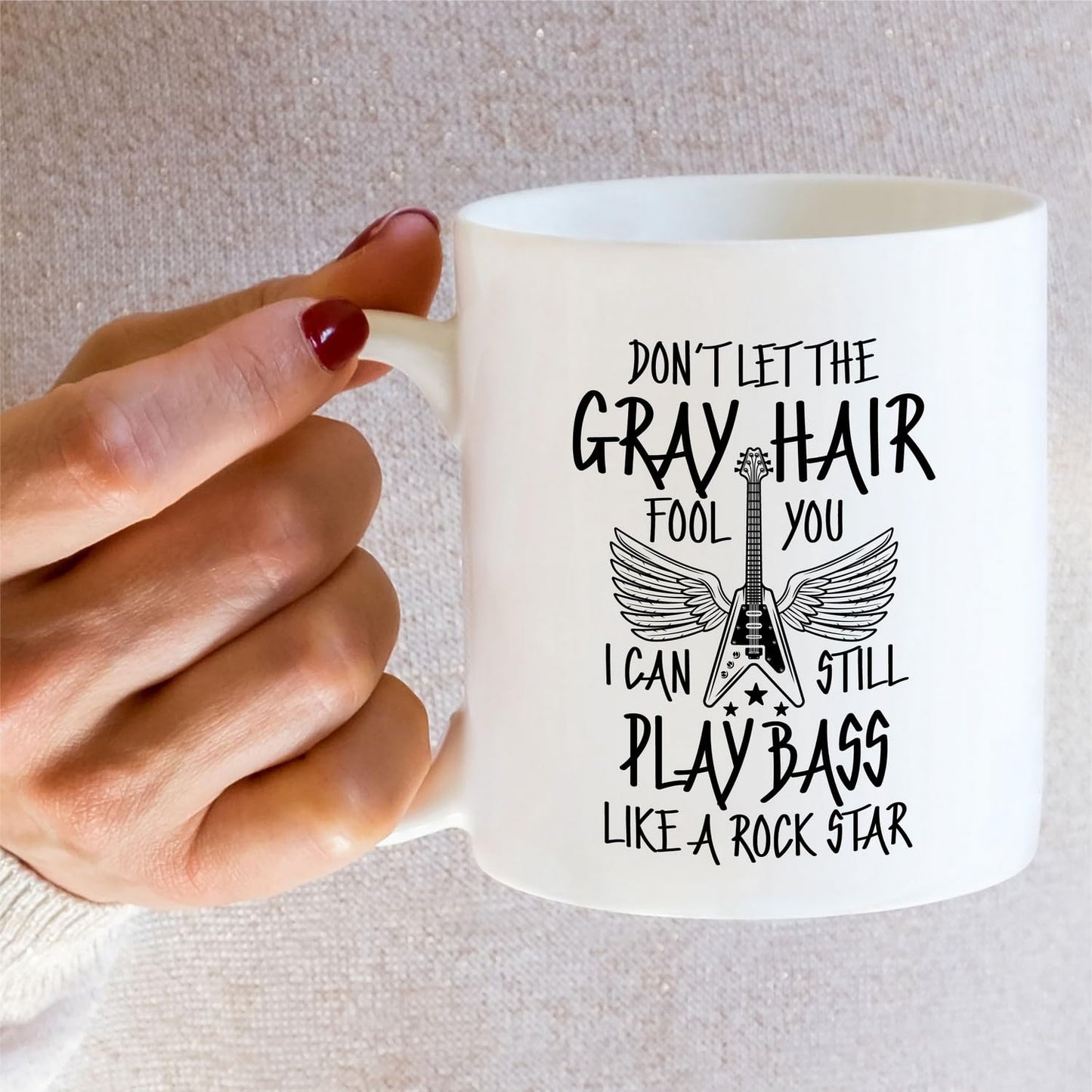 Funny Bass Player Bassist Guitar Rock Music Musician | Ceramic Coffee Mug | Father's Day Gift | Stylish Printed Design | Tea & Coffee Cup | 11oz