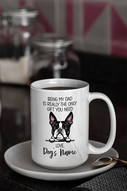 Personalized Boston Terrier | Ceramic Coffee Mug | Father's Day Gift | Stylish Printed Design | Tea & Coffee Cup | 11oz