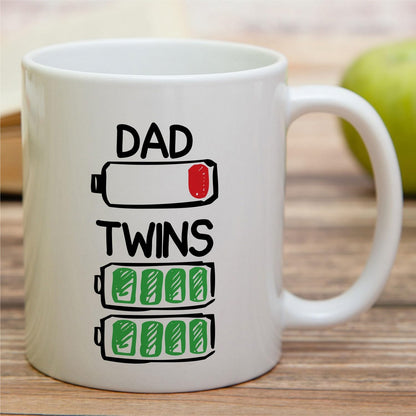 Funny for Dad of Twins | Ceramic Coffee Mug | Father's Day Gift | Stylish Printed Design | Tea & Coffee Cup | 11oz