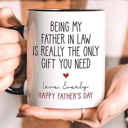 Funny Father In Law Personalized Name | Ceramic Coffee Mug | Father's Day Gift | Stylish Printed Design | Tea & Coffee Cup | 11oz | Black Two-Tone Design