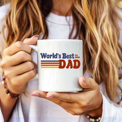 Worldâ€™s Best Dad EST 2026 Fatherâ€™s Day Vintage Daddy Coffee New Dad First Father's Day Unique White Funny | Ceramic Coffee Mug | Father's Day Gift | Stylish Printed Design | Tea & Coffee Cup | 11oz