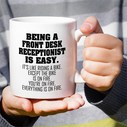 Funny Front Desk Receptionist | Ceramic Coffee Mug | Father's Day Gift | Stylish Printed Design | Tea & Coffee Cup | 11oz
