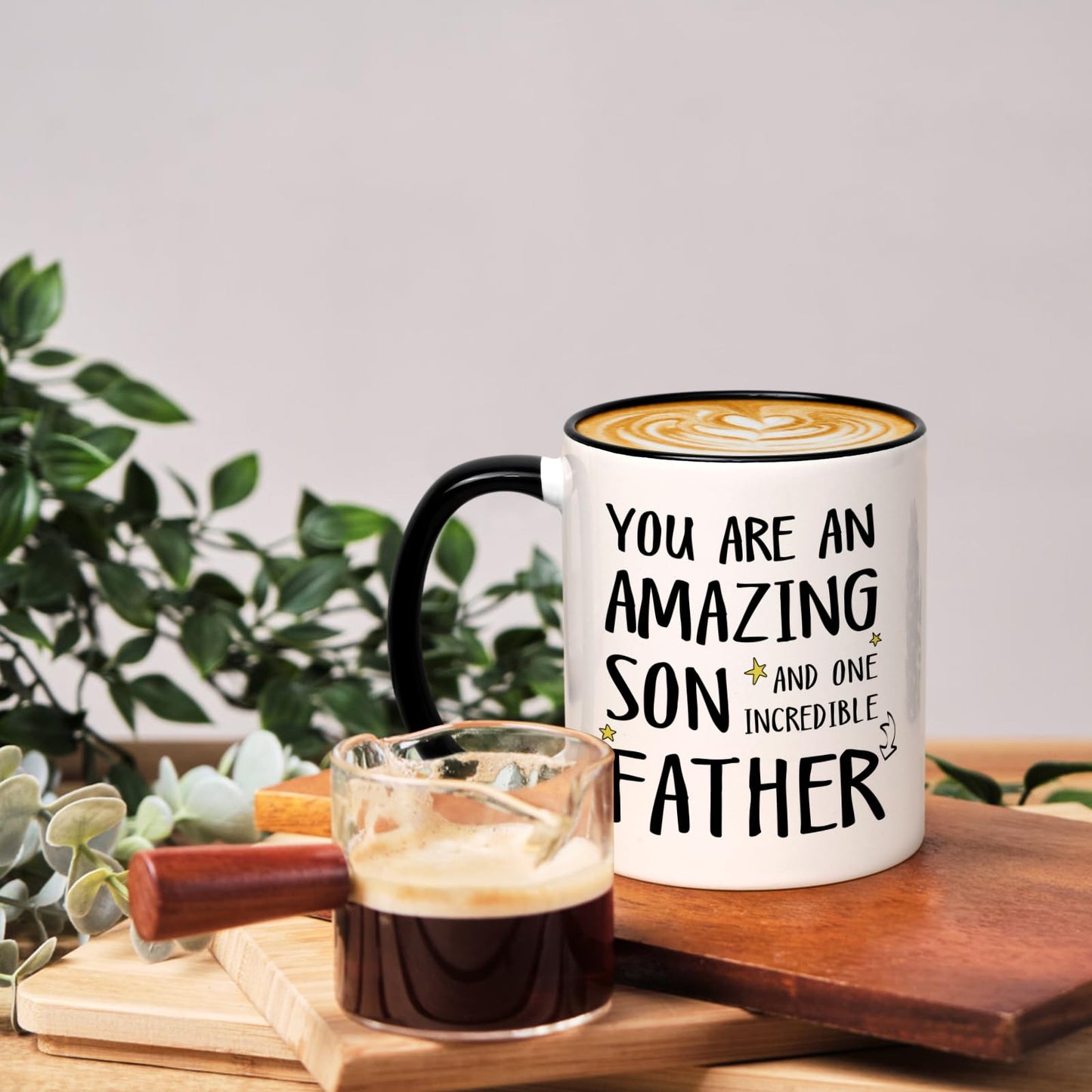 for Son from Mom & Dad | Ceramic Coffee Mug | Father's Day Gift | Stylish Printed Design | Tea & Coffee Cup | 11oz | Black Two-Tone Design