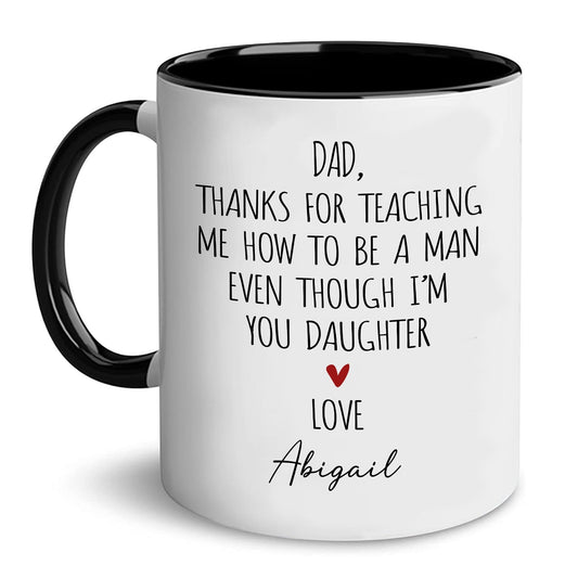 Funny For Dad From Daughter | Ceramic Coffee Mug | Father's Day Gift | Stylish Printed Design | Tea & Coffee Cup | 11oz | Black Two-Tone Design