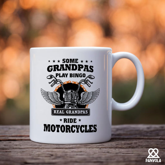 Some Grandpas Play Bingo Real Grandpas Ride Motorcycle Grandfather Father's Day From Grandson Granddaughter | Ceramic Coffee Mug | Father's Day Gift | Stylish Printed Design | Tea & Coffee Cup | 11oz