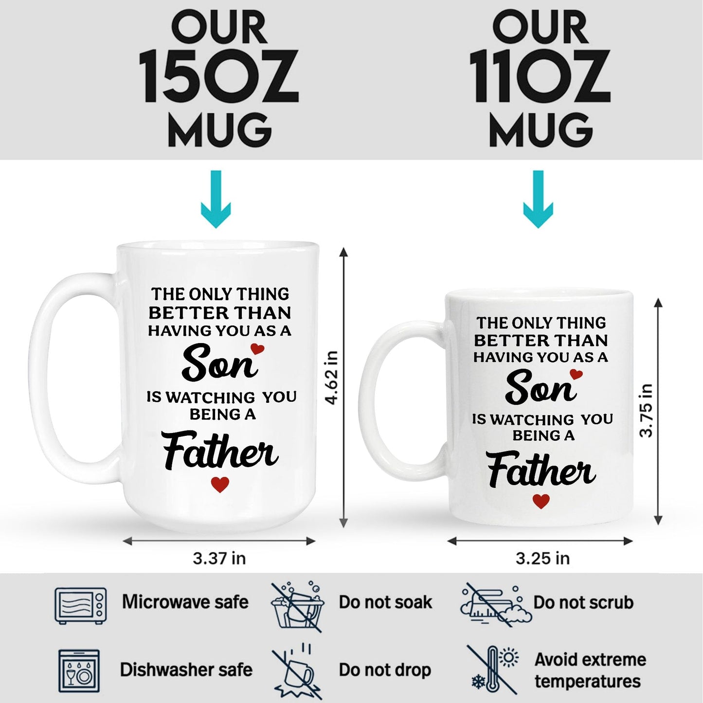The Only Thing Better Than Having You As A Son is Watching You Being A Father | Ceramic Coffee Mug | Father's Day Gift | Stylish Printed Design | Tea & Coffee Cup | 11oz | Black Two-Tone Design