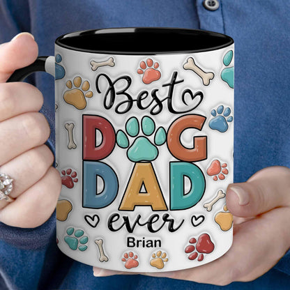 Mugs For Dog Dad | Ceramic Coffee Mug | Father's Day Gift | Stylish Printed Design | Tea & Coffee Cup | 11oz | Black Two-Tone Design