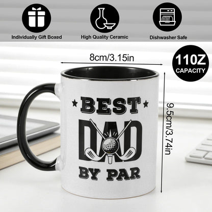 Golf Dad Novelty Father's Day Ceramics Funny Golf for Best Men | Ceramic Coffee Mug | Father's Day Gift | Stylish Printed Design | Tea & Coffee Cup | 11oz | Black Two-Tone Design