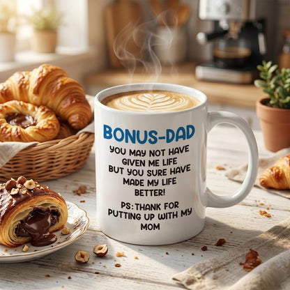 Bonus Dad | Ceramic Coffee Mug | Father's Day Gift | Stylish Printed Design | Tea & Coffee Cup | 11oz