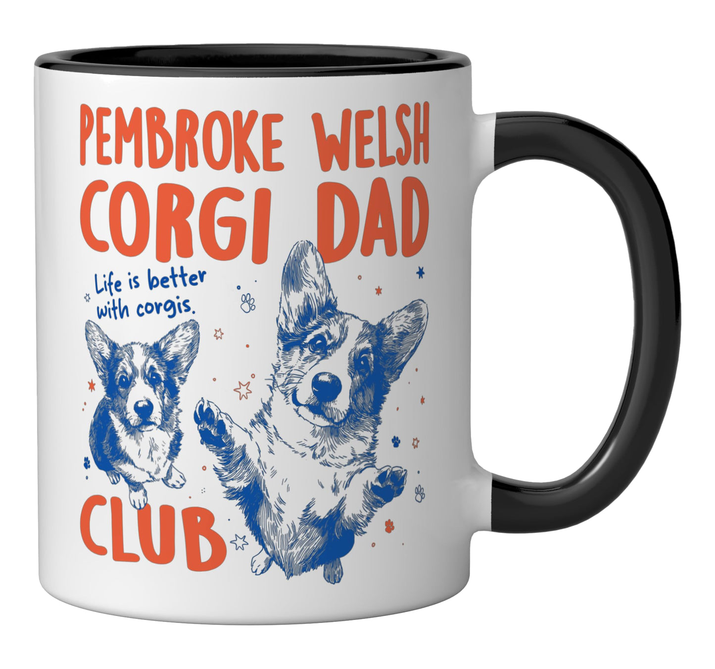 Pembroke Welsh Corgi Dad Club Dog Dad Men Father's Day | Ceramic Coffee Mug | Father's Day Gift | Stylish Printed Design | Tea & Coffee Cup | 11oz | Black Two-Tone Design
