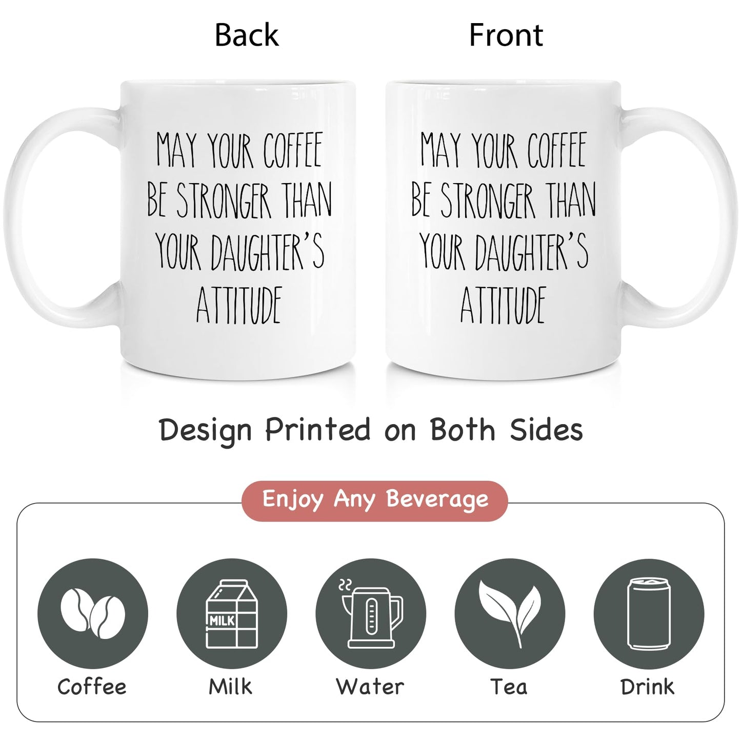 Funny for Parents | Ceramic Coffee Mug | Father's Day Gift | Stylish Printed Design | Tea & Coffee Cup | 11oz