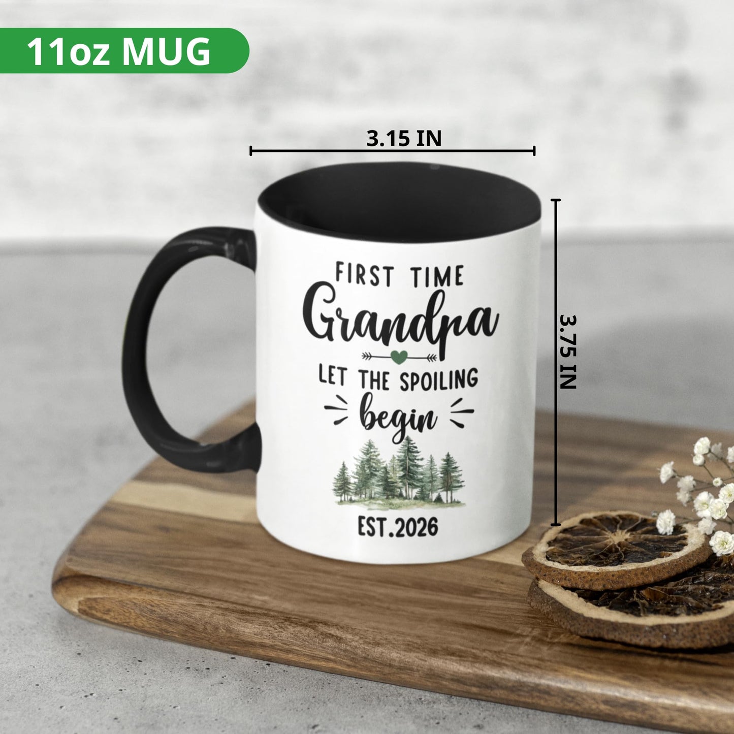 for Grandpa | Ceramic Coffee Mug | Father's Day Gift | Stylish Printed Design | Tea & Coffee Cup | 11oz | Black Two-Tone Design