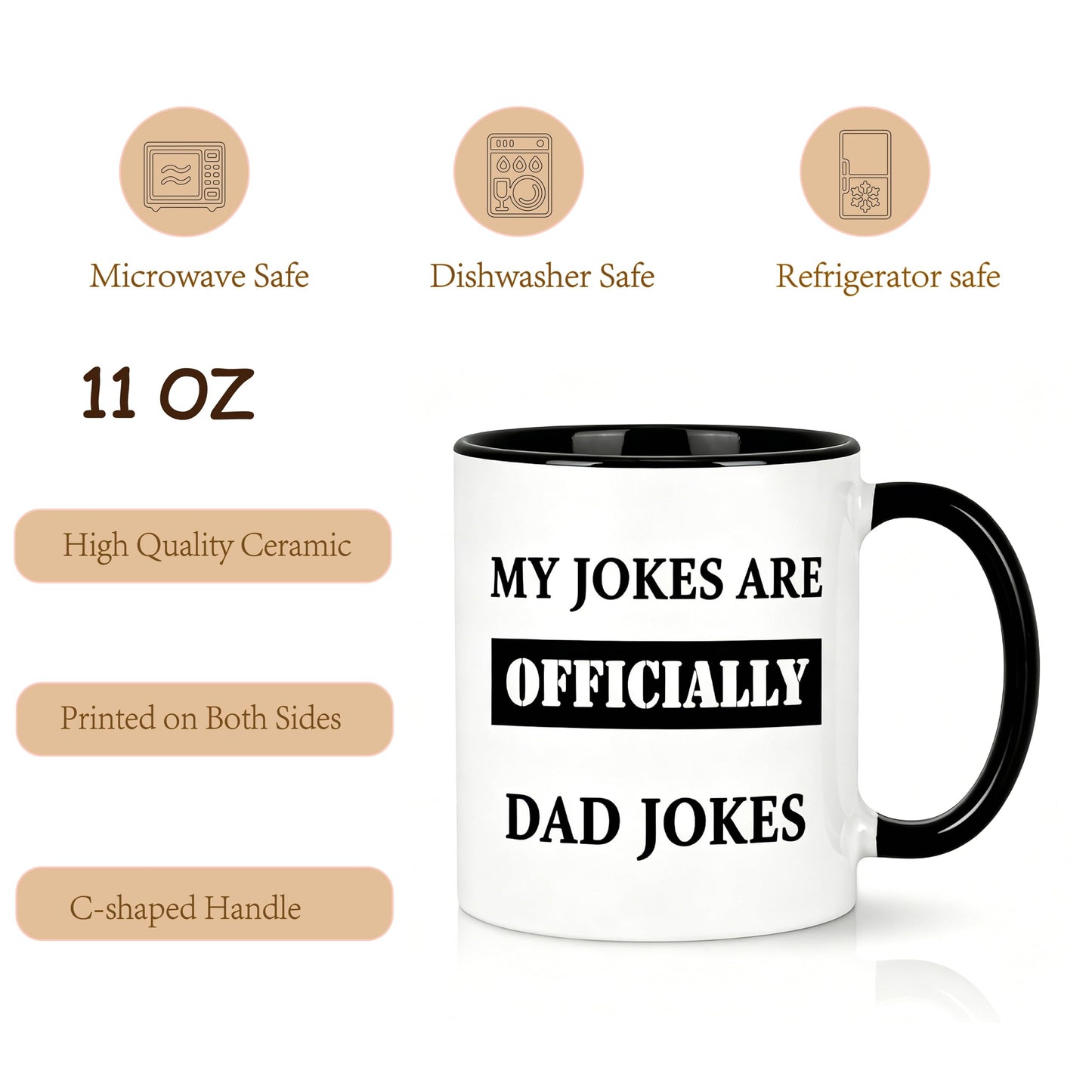New Dad fathers day mug | Ceramic Coffee Mug | Father's Day Gift | Stylish Printed Design | Tea & Coffee Cup | 11oz | Black Two-Tone Design