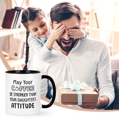 Dad from Daughter | Ceramic Coffee Mug | Father's Day Gift | Stylish Printed Design | Tea & Coffee Cup | 11oz | Black Two-Tone Design