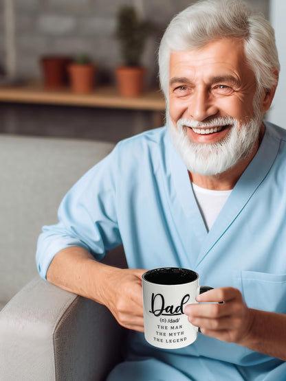 #1 Dad | Ceramic Coffee Mug | Father's Day Gift | Stylish Printed Design | Tea & Coffee Cup | 11oz | Black Two-Tone Design