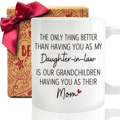 Daughter in Law for DIL from Mother in Law | Ceramic Coffee Mug | Father's Day Gift | Stylish Printed Design | Tea & Coffee Cup | 11oz