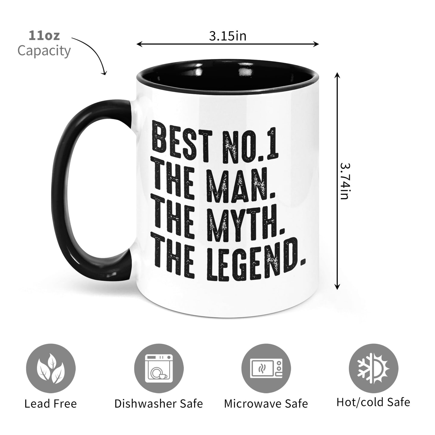 Brother in Law | Ceramic Coffee Mug | Father's Day Gift | Stylish Printed Design | Tea & Coffee Cup | 11oz | Black Two-Tone Design