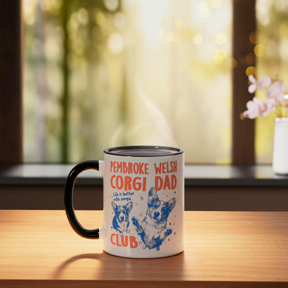 Pembroke Welsh Corgi Dad Club Dog Dad Men Father's Day | Ceramic Coffee Mug | Father's Day Gift | Stylish Printed Design | Tea & Coffee Cup | 11oz | Black Two-Tone Design