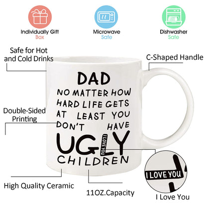 Dad from Daughter Son Wife | Ceramic Coffee Mug | Father's Day Gift | Stylish Printed Design | Tea & Coffee Cup | 11oz
