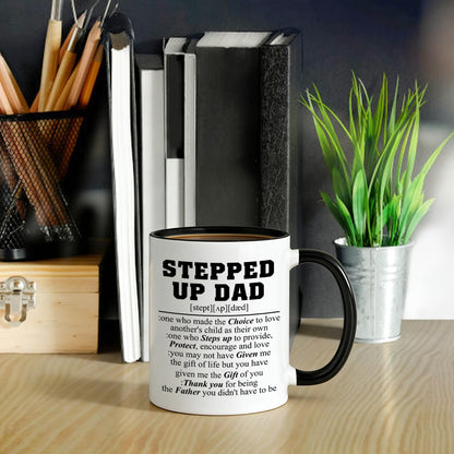 Step Dad Coffee Mugs | Ceramic Coffee Mug | Father's Day Gift | Stylish Printed Design | Tea & Coffee Cup | 11oz | Black Two-Tone Design