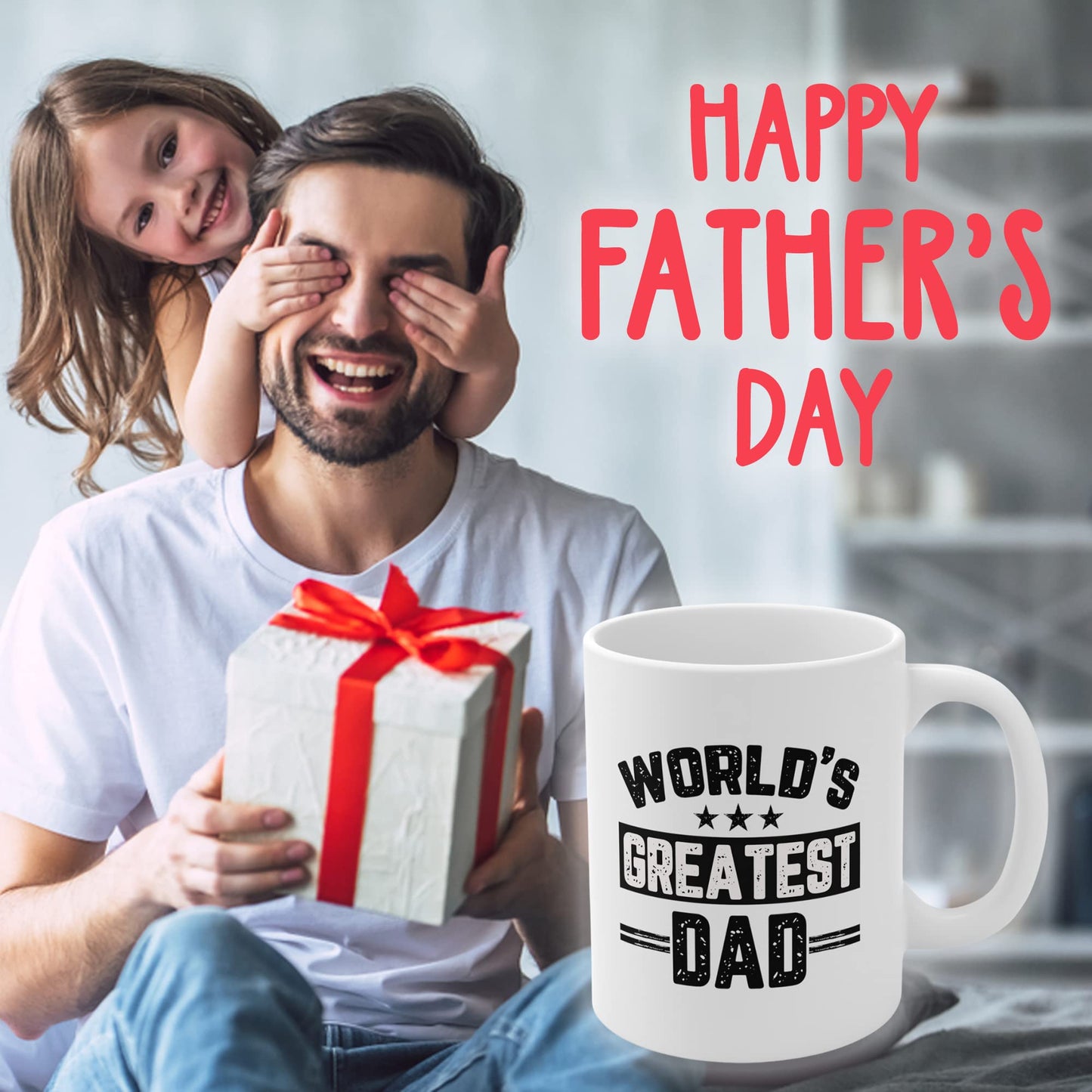 Mugs for Dad Father's Day Worlds Best | Ceramic Coffee Mug | Father's Day Gift | Stylish Printed Design | Tea & Coffee Cup | 11oz